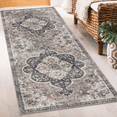 thumbnail image 1 of ReaLife Machine Washable Rug - Stain Resistant, Non-Shed - Eco-Friendly, Padded, Family & Pet Friendly - Made from Premium Recycled Fibers - Vintage Bohemian Medallion Brown Beige Ivory - 2'6" x 8', 1 of 13