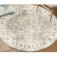 thumbnail image 1 of ReaLife Machine Washable Rug - Stain Resistant, Non-Shed - Eco-Friendly, Padded, Family & Pet Friendly - Made from Premium Recycled Fibers - Vintage Distressed Medallion - Beige Ivory- 4' Round, 1 of 6