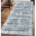 thumbnail image 1 of ReaLife Machine Washable Rug - Stain Resistant, Non-Shed - Eco-Friendly, Padded, Family & Pet Friendly - Made from Premium Recycled Fibers - Zara Distressed Vintage - Blue Ivory Grey - 2'6" x 8', 1 of 5