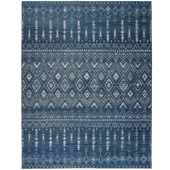 ReaLife Rugs Machine Washable Moroccan Blue Eco-friendly Recycled Fiber Area Runner Rug (2'6" x 6')