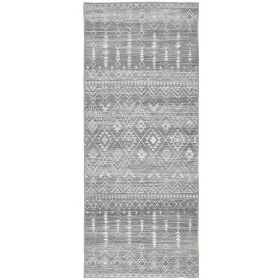 ReaLife Rugs Machine Washable Moroccan Gray Eco-friendly Recycled Fiber Area Runner Rug (2'6" x 8')
