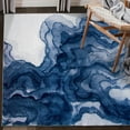 thumbnail image 1 of ReaLife Rugs Machine Washable Area Rug - Living Room Bedroom Bathroom Kitchen Entryway Office - Padded Low Pile Stain Resistant Premium - Modern Abstract Contemporary - Ian - Blue 5' x 7', 1 of 10