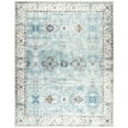 thumbnail image 1 of ReaLife Rugs Machine Washable Printed Distressed Boho Border Blue Ivory Eco-friendly Recycled Fiber Area Runner Rug (4' x 6'), 1 of 8