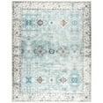 thumbnail image 1 of ReaLife Rugs Machine Washable Printed Distressed Boho Border Blue Ivory Eco-friendly Recycled Fiber Area Runner Rug (7'6" x 9'6"), 1 of 8