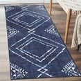 thumbnail image 1 of ReaLife Rugs Machine Washable Printed Moroccan Diamond Blue Eco-friendly Recycled Fiber Area Runner Rug (2'6" x 8'), 1 of 10