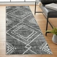 thumbnail image 1 of ReaLife Rugs Machine Washable Area Rug Runner - Living Room Bedroom Bathroom Kitchen Entryway Office - Padded Low Pile Stain Resistant Premium - Moroccan Diamond Tribal - Jax - Gray 2'6" x 8', 1 of 9