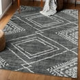 thumbnail image 1 of ReaLife Rugs Machine Washable Area Rug Runner - Living Room Bedroom Bathroom Kitchen Entryway Office - Padded Low Pile Stain Resistant Premium - Moroccan Diamond Tribal - Jax - Gray 3' x 5', 1 of 10