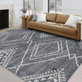 thumbnail image 1 of ReaLife Rugs Machine Washable Area Rug - Living Room Bedroom Bathroom Kitchen Entryway Office - Padded Low Pile Stain Resistant Premium - Moroccan Diamond Tribal - Jax - Gray 7'6" x 9'6", 1 of 13