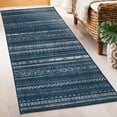 thumbnail image 1 of ReaLife Rugs Machine Washable Printed Moroccan Stripe Blue Eco-friendly Recycled Fiber Area Runner Rug (2'6" x 6'), 1 of 10