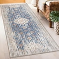 thumbnail image 1 of ReaLife Rugs Machine Washable Printed Persian Distressed Medallion Light Blue Eco-friendly Recycled Fiber Area Runner Rug (2'6" x 6'), 1 of 10