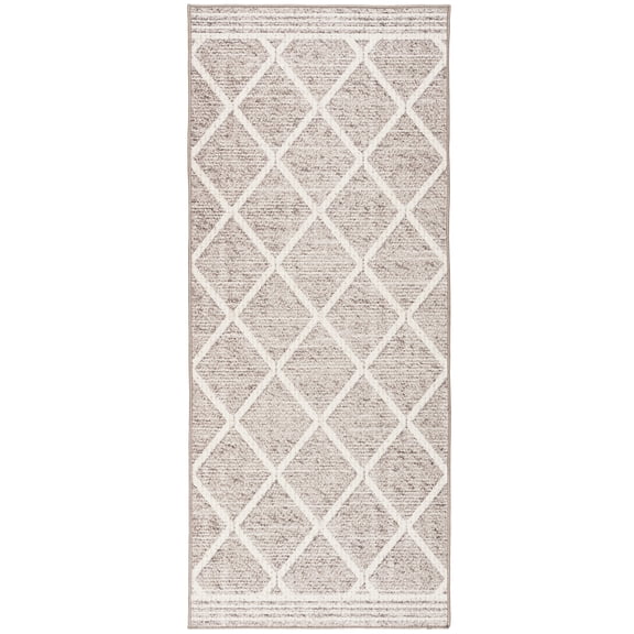 ReaLife Rugs Machine Washable Printed Tessa Modern Distressed Trellis Light Beige Ivory Eco-friendly Recycled Fiber Area Runner Rug (2'6" x 6')