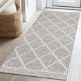 thumbnail image 1 of ReaLife Rugs Machine Washable Printed Tessa Modern Distressed Trellis Light Beige Ivory Eco-friendly Recycled Fiber Area Runner Rug (2'6" x 6'), 1 of 14