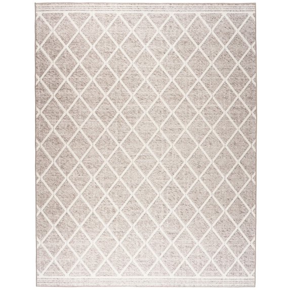 ReaLife Rugs Machine Washable Printed Tessa Modern Distressed Trellis Light Beige Ivory Eco-friendly Recycled Fiber Area Runner Rug (4' x 6')