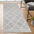 thumbnail image 1 of ReaLife Rugs Machine Washable Printed Tessa Modern Distressed Trellis Light Gray Ivory Eco-friendly Recycled Fiber Area Runner Rug (2'6" x 6'), 1 of 13