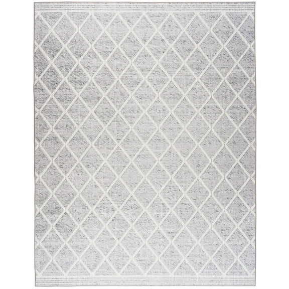 ReaLife Rugs Machine Washable Printed Tessa Modern Distressed Trellis Light Gray Ivory Eco-friendly Recycled Fiber Area Runner Rug (3' x 5')