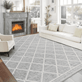thumbnail image 1 of ReaLife Rugs Machine Washable Printed Tessa Modern Distressed Trellis Light Gray Ivory Eco-friendly Recycled Fiber Area Runner Rug (5' x 7'), 1 of 13