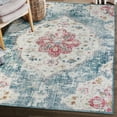 thumbnail image 1 of ReaLife Rugs Machine Washable Printed Vintage Distressed Bohemian Light Blue Eco-friendly Recycled Fiber Area Runner Rug (7'6" x 9'6"), 1 of 8