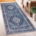 thumbnail image 1 of ReaLife Rugs Machine Washable Printed Vintage Distressed Medallion Blue Eco-friendly Recycled Fiber Area Runner Rug (2'6" x 8'), 1 of 8