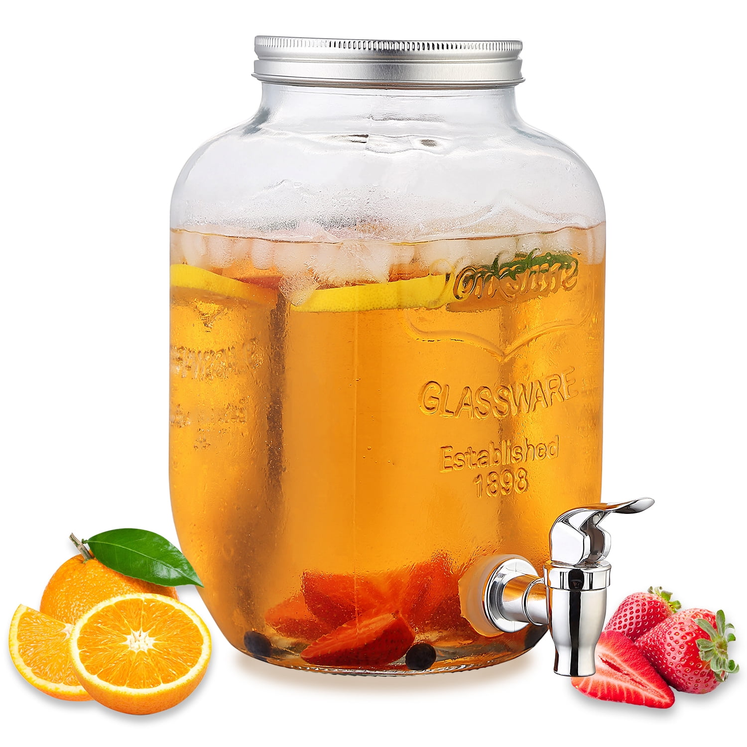 Restaurantware BEV Tek 2 Gallon Beverage Dispenser, 1 Square Drink Dispenser for Parties - with Infusion Core, Bamboo Base, Clear Acrylic Drink
