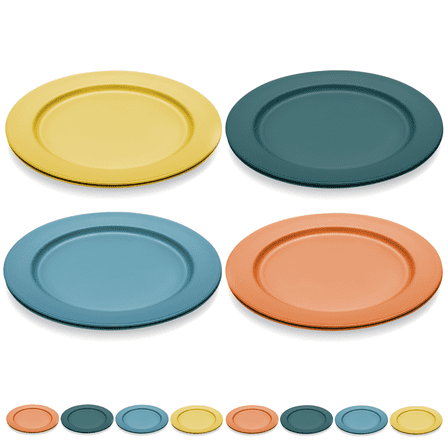 ReaNea 10 Inch Large Plastic Plates 8 Pieces, Unbreakable And Reusable Light Weight Dinner Plates Microwave Safe BPA Free
