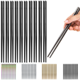thumbnail image 1 of ReaNea 10 Pairs Black Reusable Chopsticks, Stainless Steel Metal Chop Sticks, Japanese Chinese Korean Chopstick 8.9", 1 of 7
