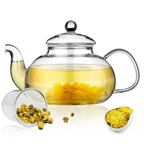 ReaNea 1000ml Glass Teapot with Removable Infuser, Blooming Loose Leaf Tea Kettle