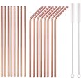thumbnail image 1 of ReaNea 18 Piece Rose Gold Stainless Steel Straws Set, 8.5 ''Reusable Drinking Metal Straws, 1 of 7
