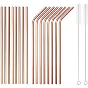 ReaNea Gold 18 Piece Stainless Steel Straw Set, 8.5" Reusable Metal Straws