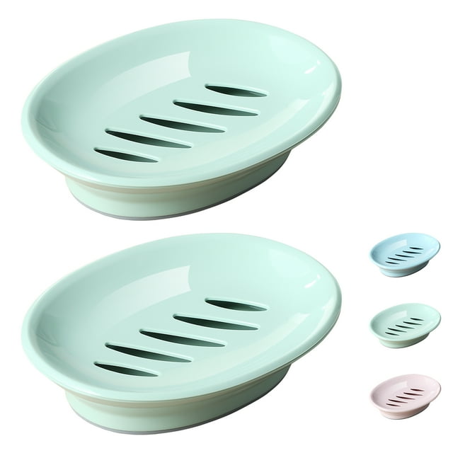 ReaNea 2Pack Durable PP Plastic Soap Dish with Detachable Drip Tray