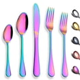 thumbnail image 1 of ReaNea 20 Piece Rainbow Silverware Set Stainless Steel Colorful Flatware Set,Spoons and Forks Cutlery Set Service for 4, 1 of 7