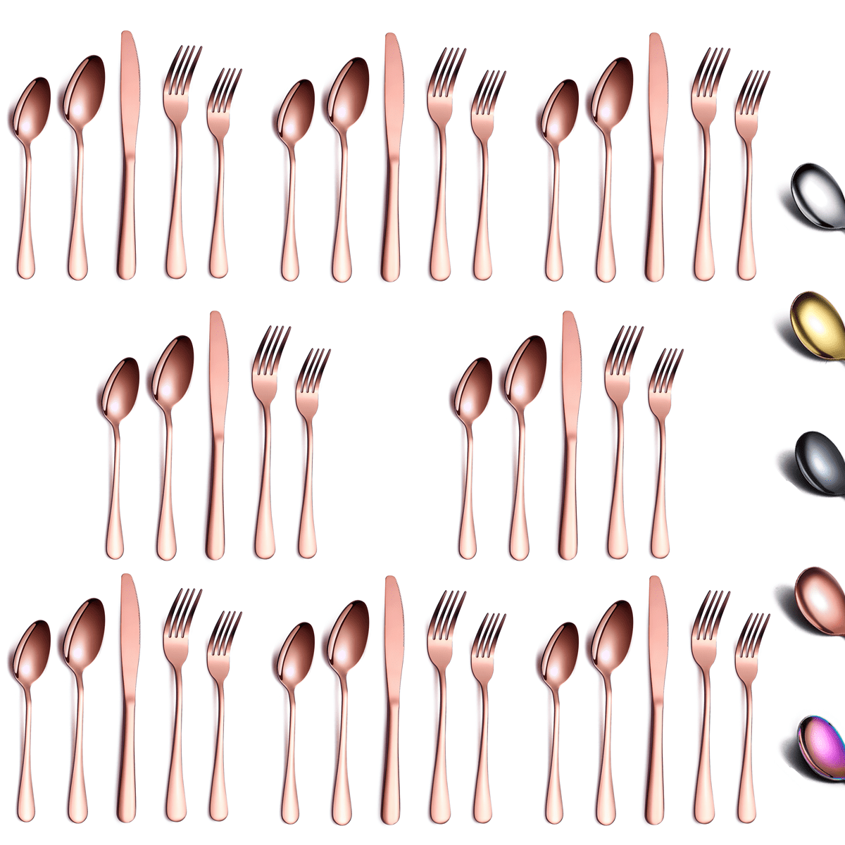 Silverware Set, 8Set Pink Gold Cutlery Set Stainless Steel Dinne 並行輸入品 : HIDEERPPY Silverware Set, 4⁄16⁄24⁄32⁄40⁄48 Pieces Pink