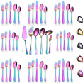 thumbnail image 1 of ReaNea 46 Piece Rainbow Silverware Set Stainless Steel Titanium Rainbow Plating Flatware Set,Spoons Forks Cutlery Set Contains 6 Pieces Serving Set, 1 of 7