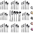 thumbnail image 1 of ReaNea 46 Pieces Black Silverware Set Stainless Steel Titanium Black Plating Flatware Set, Spoons Forks Cutlery Set Contains 6 Pieces Serving Set, 1 of 8