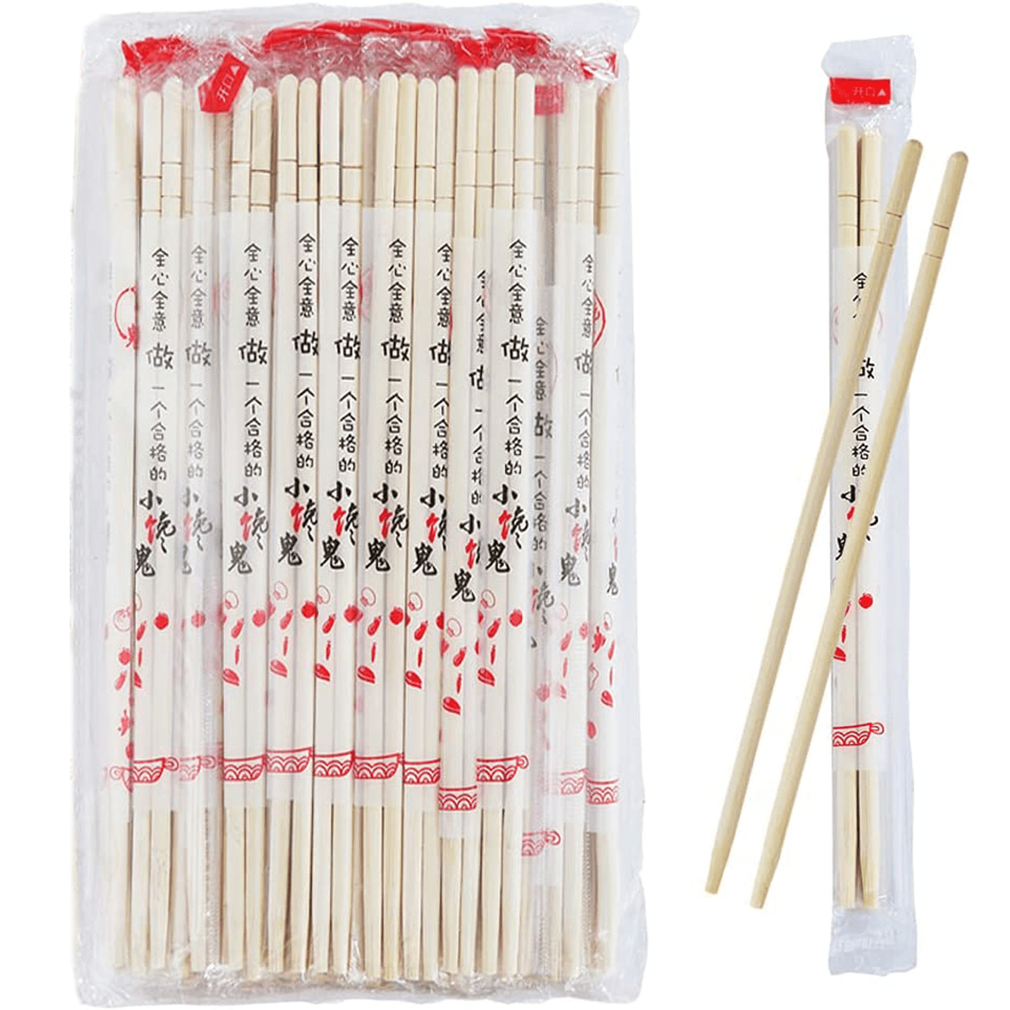 Wabjtam 100 Pairs 8 Inch Disposable Chopsticks, Individually Packaged  Bamboo Chopsticks, Chinese Chop Sticks Natural Bamboo Chopstick Bulk For  Eating