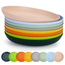 ReaNea 9 Inch Deep Plastic Plates 8 Pieces, Unbreakable And Reusable Dinner Plates (Mutil Color)