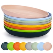 ReaNea 9 Inch Deep Plastic Plates 8 Pieces, Unbreakable And Reusable Dinner Plates Mutil Color