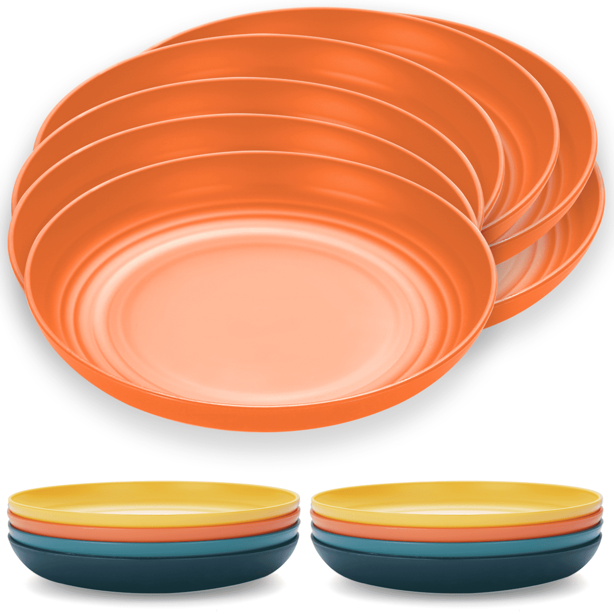 US$ 18.99 - 10 Inch Orange Plastic Plates 8 Pieces, Unbreakable