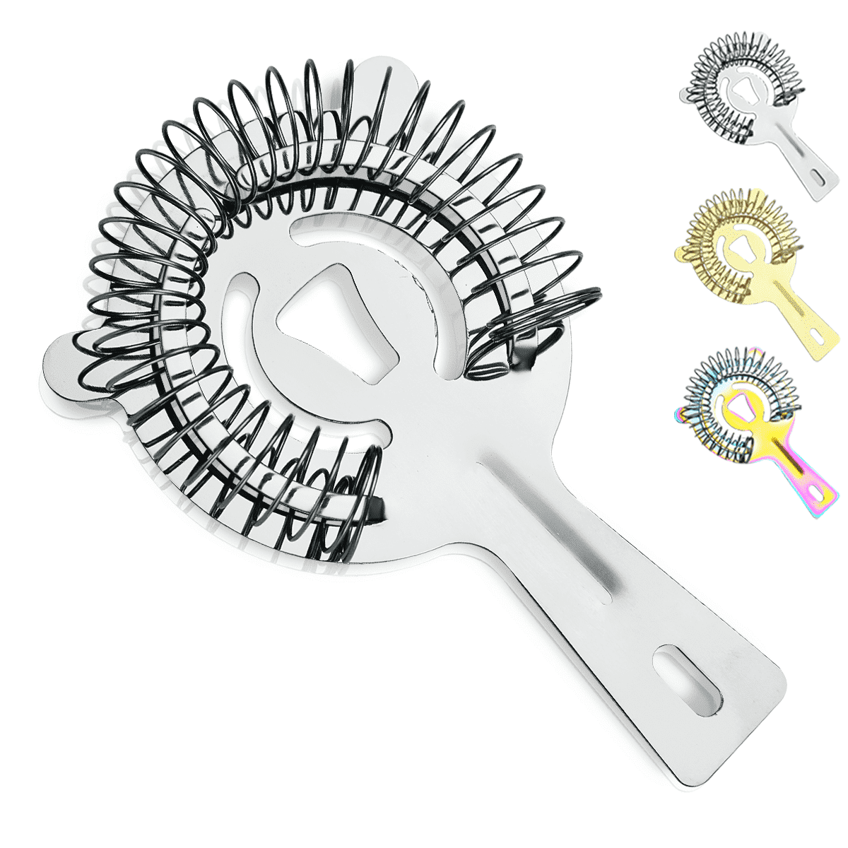 GLENES Cocktail Strainer, Stainless Steel Silver Bar Strainer