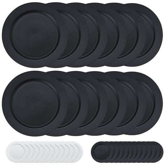 ReaNea Black 10" Flat Plastic Plates Set of 12 Pieces, Unbreakable And Reusable Light Weight Dinner Plates, Easy to Carry for Camping,Travel, Pinic