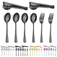 thumbnail image 1 of ReaNea Black Flatware Serving Set of 8 Pieces, Silverware Serving Utensils Large Spoon Set, 1 of 10