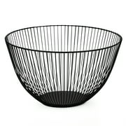 ReaNea Black Metal Wire Fruit Storage Baskets, Fruit Bowl for kitchen counter Round Tall
