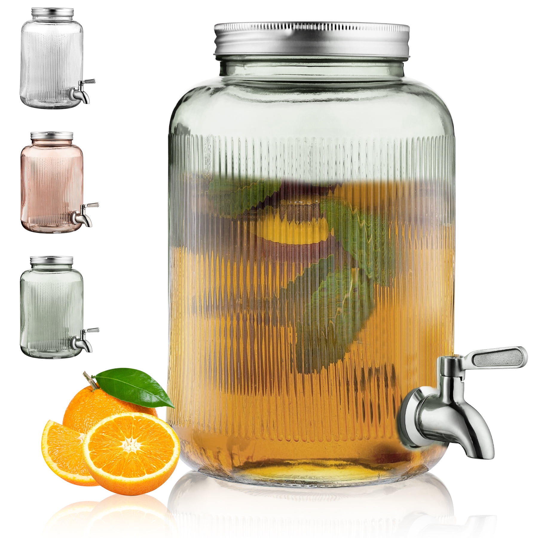 Clear Plastic Beverage Dispenser 1.2 Gallon Lemon Printed Sun Tea Jar Jug  Blue