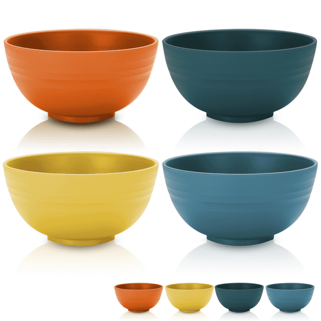 ReaNea Cereal Bowls 4 Pieces, Unbreakable And Reusable Light Weight Bowl For Rice Noodle Soup Snack Salad Fruit BPA Free