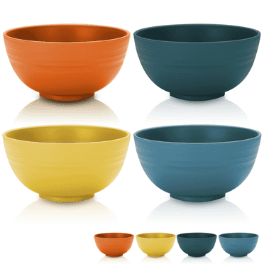 ReaNea Cereal Bowls 4 Pieces, Unbreakable And Reusable Light Weight Bowl For Rice Noodle Soup Snack Salad Fruit BPA Free