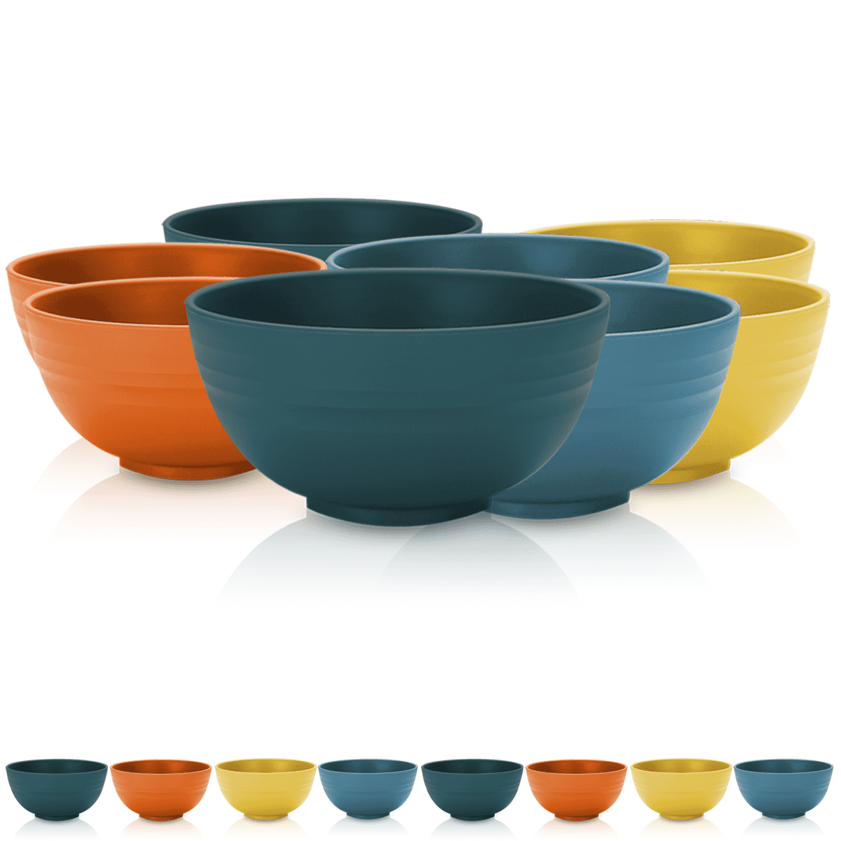 Sterilite 8-Piece Covered Bowl Set, Blue Sky Lids with White Bowls