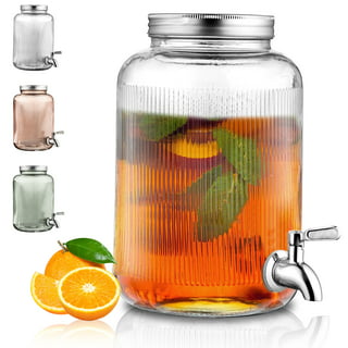 Circleware Mini Yorkshire 1 gal. Sun Tea Jar Cold Beverage Glass Dispenser on Black Metal Stand