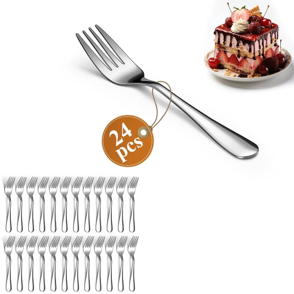 ReaNea Dessert Forks Set of 24, 5.62" Stainless Steel Pastry Fork for Cocktail, Dessert, Fruit, Cake, Cheese, Appetizer