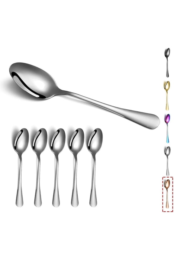Dinner Spoons 6 Pieces Stainless Steel Table Soup Spoons, Dessert Spoons Sliverware Set