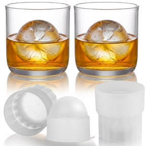 ReaNea Drinking Glasses Set of 4, 2 PET Clear Plastic Whisky Cocktail Glasses Set 11.5oz and 2 Ice ball, Heavy Duty Unbreakable Water Glasses Cup Tumbler Glassware for Beer, Juice, Milk
