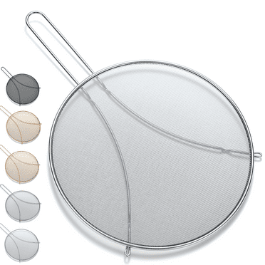 ReaNea Fine Mesh Splatter Screen, Stainless Steel Grease Splatter Guard for Frying Pan with Resting Feet for Cooking